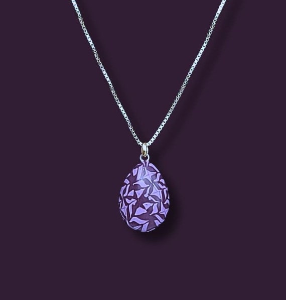 Lilac and Purple small teardrop pendant necklace