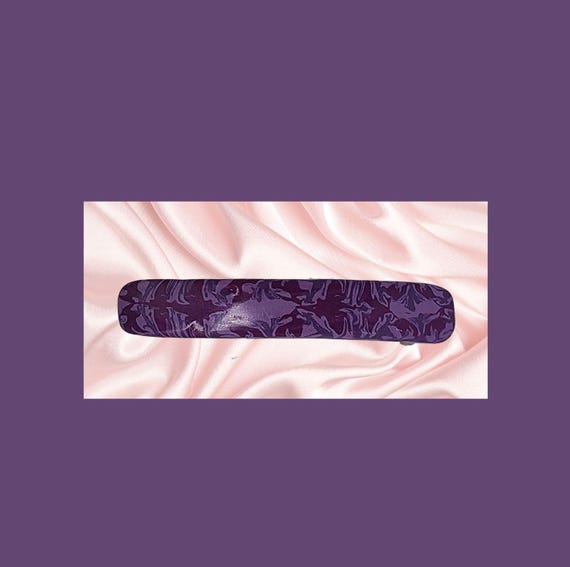 Purple and lavender, abstract barrette super grip, Vintage Made in France clip