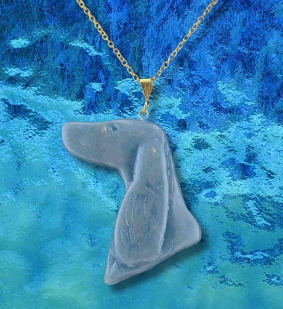 Irish Setter necklace, blue sea glass