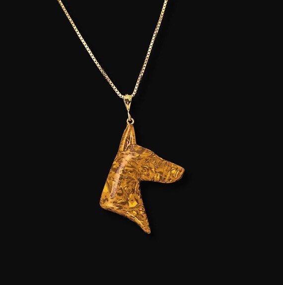Doberman necklace, brown and orange
