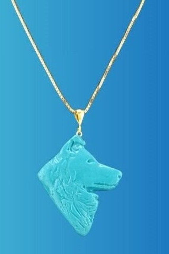 Shetland Sheepdog pendant necklace, turquoise