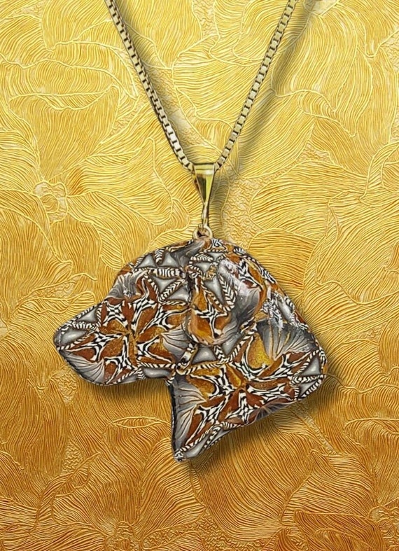 Labrador Retriever Gold Kaleidoscope pattern Pendant Necklace