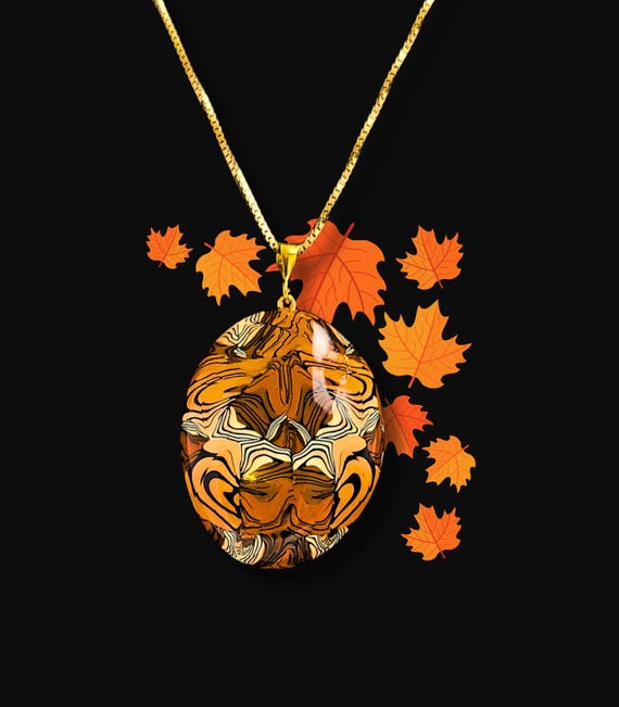 Fall Colors Oval Pendant Necklace