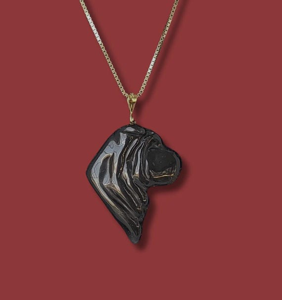 Shar-pei Pendant Necklace, Black