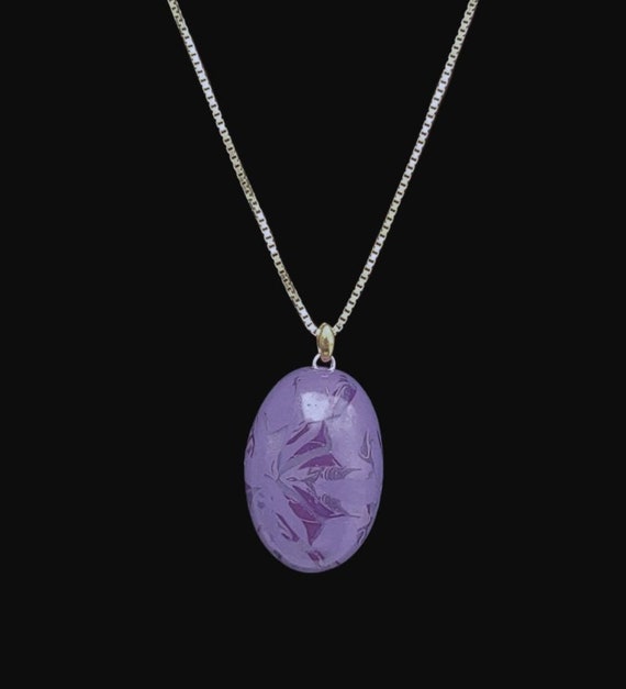 Small oval purple pendant necklace