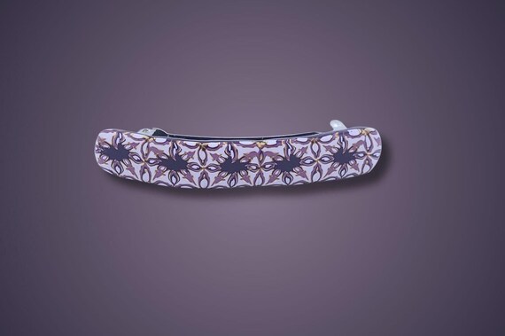 Purple Gold Lavender Barrette Super Grip, Vintage Made in France clip