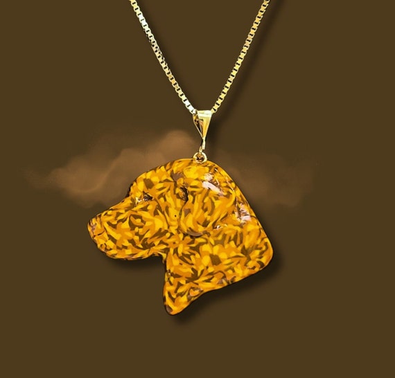 Labrador Retriever Pendant  Necklace, orange, brown and yellow