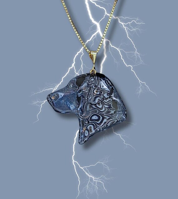 Blue Mokume Gane Labrador Retriever Pendant Necklace