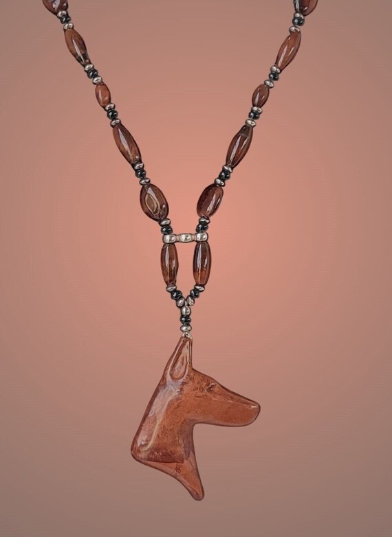 Tiger's Eye Doberman Necklace
