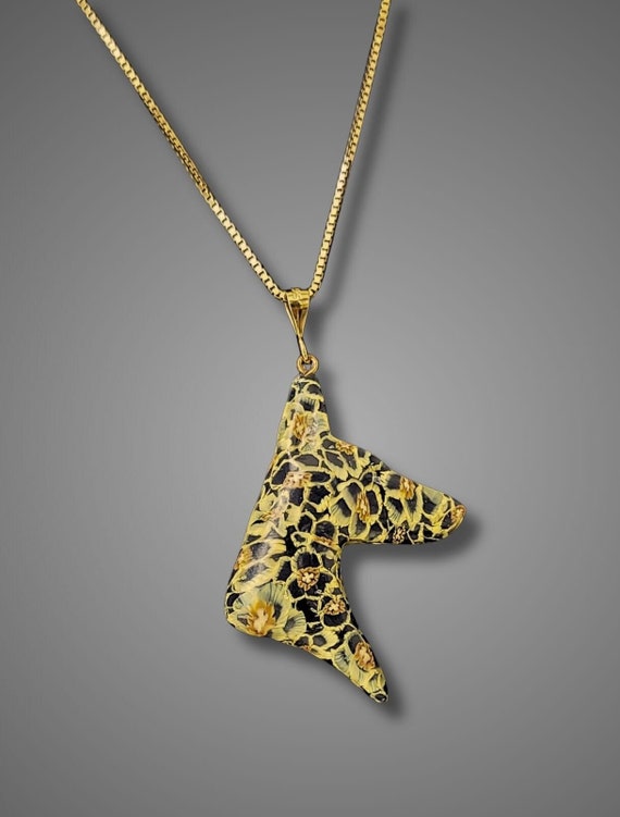 Doberman necklace, daffodils