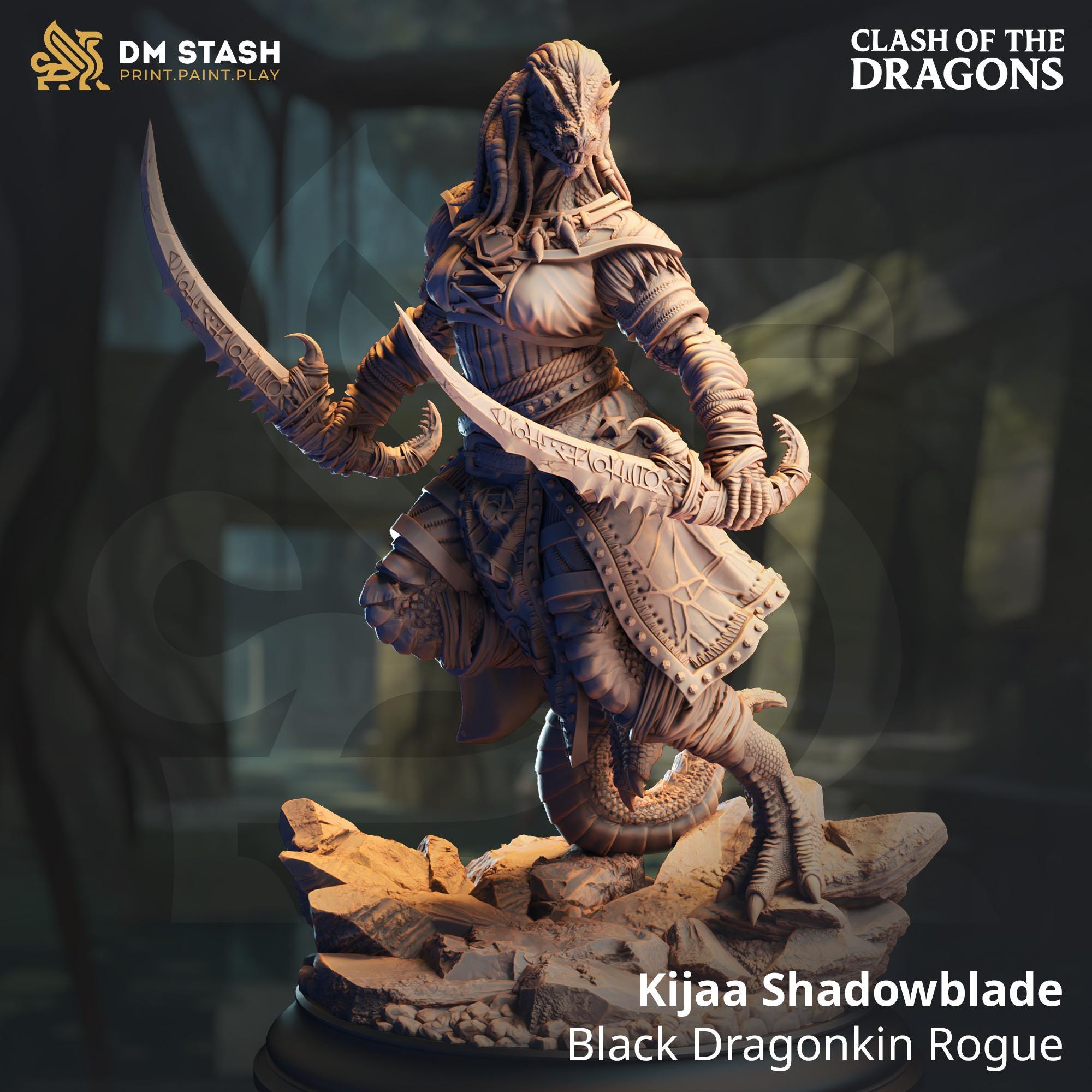 Black Dragonborn Rogue - Kijaa Shadowblade by DM Stash - Etsy Sweden