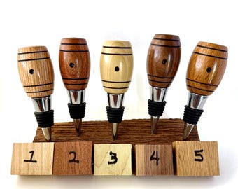 Solid Wood Hand-turned Bottle Stopper Wine Barrel Whiskey Barrel Stopper Personalization Offered Bar Accessory Bartender Gift Mom Dad Gift