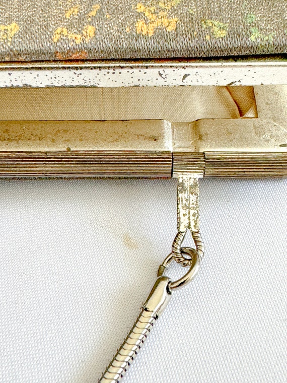 Vintage Metallic Silver Clutch Purse W/ Gold, Gre… - image 8