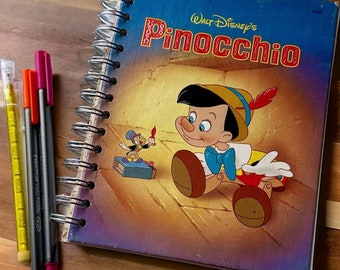 Eco-Friendly Pinocchio Upcycled Journal Lined & Perfect for Creativity!