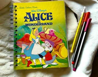 Eco-Friendly Alice in Wonderland Upcycled Journal Lined & Perfect for Creativity!