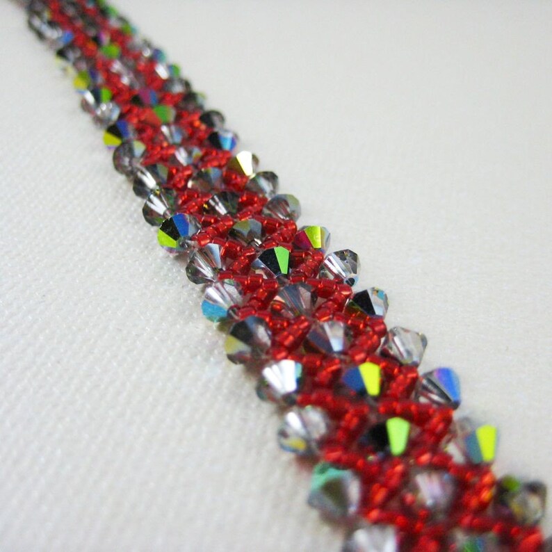 Woven red sparkle bracelet Fire image 2