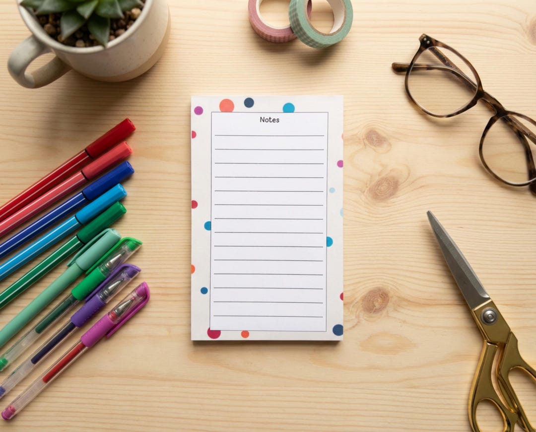 Polka Dot Notepad 5x8, Colorful Notes Pad, Lined Notepad, Cute Desk ...
