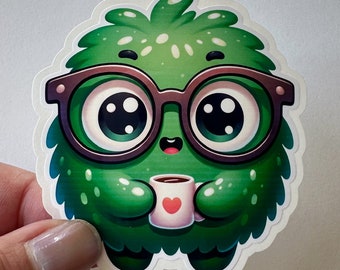 Green Fuzzy Monster Sticker, for Laptops, Water Bottles, Notebooks, Phone, Cute Decal, Gift