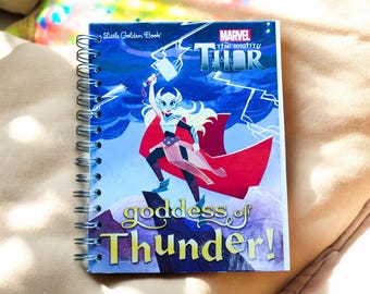 Eco-Friendly Marvel The Mighty Thor GODDESS of Thunder Upcycled Journal Blank & Perfect for Creativity!