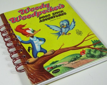 Whimsical Woody Woodpecker Upcycled Journal Blank & Perfect for Creativity!