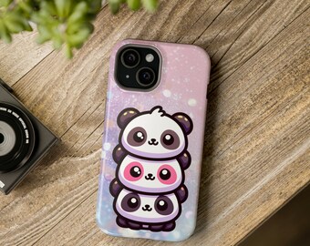 Stack of Adorable Kawaii Pandas on an iPhone MagSafe Tough Cases iPhone Case for iPhone 13 14 15 Pro Max ToughCase MagSafe Phone Case