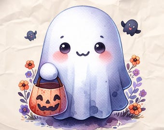 Cute Ghost Png, Happy Trick or Treat Png, Ghost in the Fall png, Spooking for Candy Png,Halloween Png, Nursery Ghost PNG