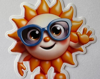 Happy Sunshine Sticker, for Laptops, Water Bottles, Notebooks, Phone, Cute Decal, Gift