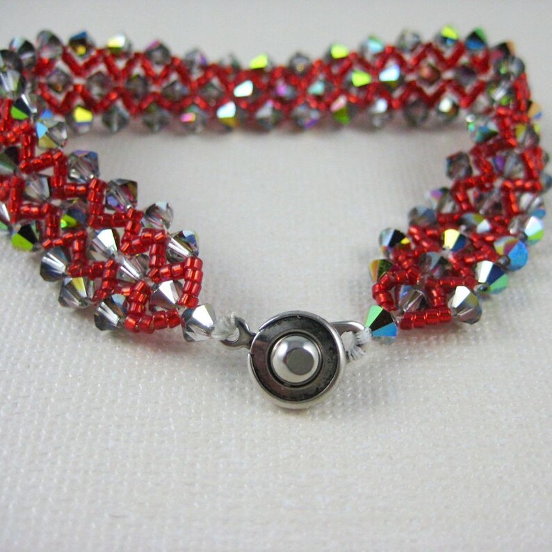 Woven red sparkle bracelet Fire image 3