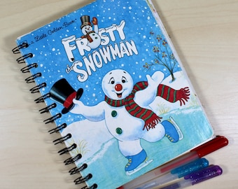 Eco Friendly Frosty the Snowman Upcycled Journal Blank & Perfect for Creativity!