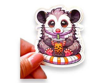 Possums Love Bubble Tea Sticker, for Laptops, Water Bottles, Notebooks, Phone, Cute Decal, Gift