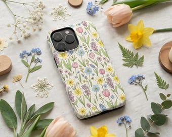 Spring Meadow Floral iPhone Case | MagSafe Compatible | Slim Protective Botanical Phone Case | Glossy or Matte