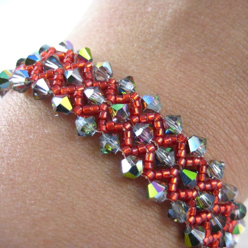 Woven red sparkle bracelet Fire image 5