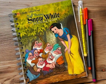 Eco-Friendly Snow White and the Seven Dwarves Upcycled Journal Lined & Perfect for Creativity!