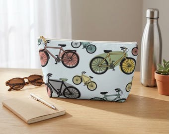 Colorful Bicycle Accessory Bag | Cute Bike Lover Zipper Pouch | Cycling Makeup Bag | Travel Organizer | Cyclist Gift