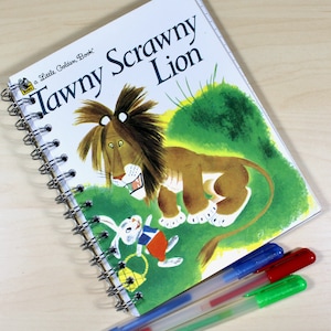 Whimsical Upcycled Journal: Tawny Scrawny Lion - Lined & Perfect for Creativity!
