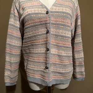 Vintage L. L. Bean Baumwoll und Leinen Mischung Pastell Gedruckt Button Up Cardigan Größe S