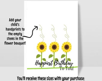 3 set of Printable Happy Birthday Handprint Art, Custom Birthday Gift, Handprint Keepsake from Child to Parent Grandparent Teacher