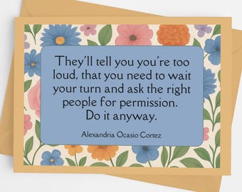 AOC Note Card, AOC Blank Card, Alexandria Ocasio Cortez, AOC Quote, Cards Of The Resistance Collection