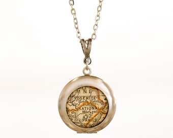 Custom Map Locket You Choose The National Park, City, State or Country Great Gift for Travelers, Moms, Lovers, Friends