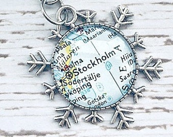 Stockholm Map Christmas Ornament, Stockholm Sweden, Map Ornament, Snowflake Ornament, Snowflake, Ornament, FREE SHIPPING