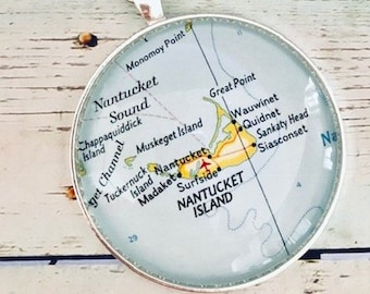 Nantucket Christmas Ornament, A Super Sweet Engagement Present, Hostess Gift, or Travel Memento - Made With Maps