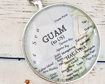Adorno de Guam, Hagaina, Adorno de mapa, Regalo para viajeros, Árbol de viaje, Mapas, Adorno de mapa vintage, Adornos de mapa, Envío gratis