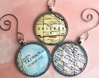 Custom Map Ornament, Choose Any City, Country, Province, Map Ornament, Custom Ornament, Gift For Travelers, Hostess Gift, Housewarming Gift