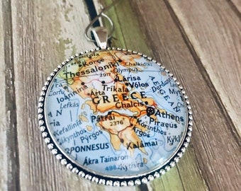 Greece Ornament, Greece, Vintage Map Ornament, Greek Ornament, Christmas Ornament of Greece, Greece Map Ornament, Athens Ornament