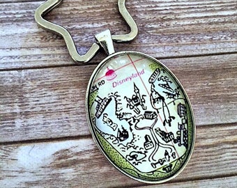 Vintage Disneyland Key Chain, Disney Map, Disneyland Map, Disney Keychain, Key Fob, Disney, Disney Key Holder, Disney Key Ring