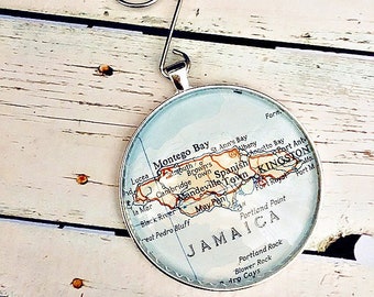 Jamaica Christmas Ornament, Montego Bay, Kingston, Spanish Town, Travel Tree Ornament, Map Ornament, Ornaments