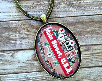 Disneyland Key Chain, Main Street USA, Disneyland Map, Disney Keychain, Disney Key Fob, Disney Key, Disney Key Holder, Disney Key Ring