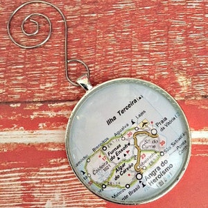 Terceira Map Ornament, Angra do Heroismo, FREE SHIPPING, Terceira, 50mm ornament, Ornament Personalized, Azores Map Ornament, Ornament
