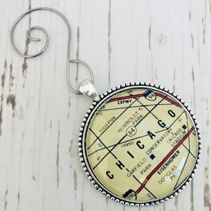 Chicago Map Ornament, Chicago Ornament, Engagement Christmas Ornament, Chicago Stadium, Souvenir, Hostess, Housewarming Gift, Holiday Gift