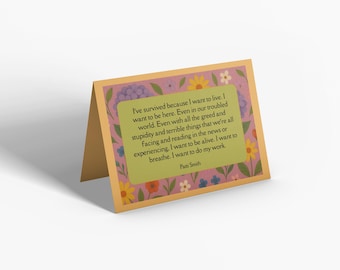 Patti Smith Note Card, Patti Smith Blank Card, Patti Smith Quote, I've Survived, I Want To Be Alive, Cards Of The Resistance